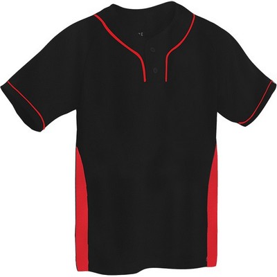 Two Button Youth Short Sleeve Baseball Jersey